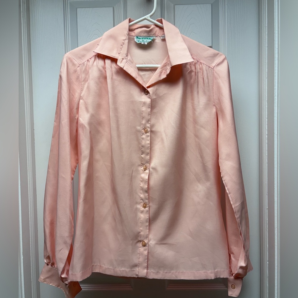 Vintage Koret by Lady Manhattan Peach Button-Up Blouse | Size 14